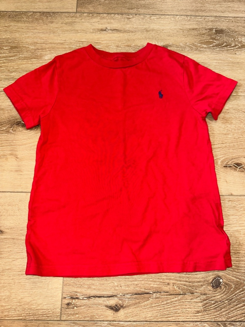 Ralph Lauren Red Short Sleeve Polo Tee with Navy Logo